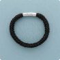 925 Silver Bracelet (Black Leather)