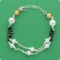 925 Silver String Bracelet (Black Beads)