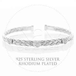 925 Sterling Silver Bangle Bracelet (Braided-Heart)