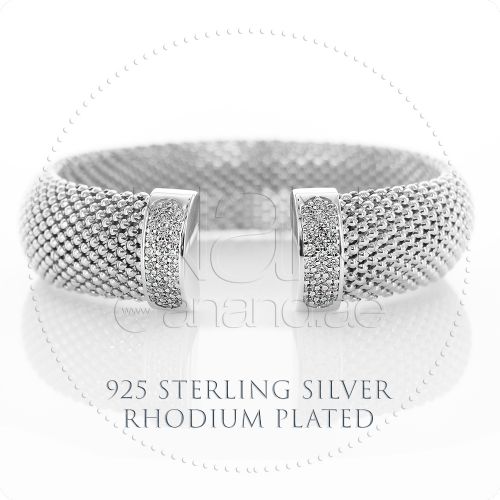 925 Sterling Silver Bangle Bracelet (Broad)
