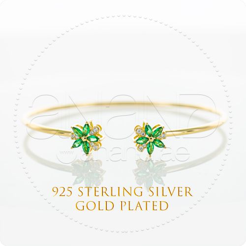 925 Sterling Silver Bangle Bracelet (Gold Plated)
