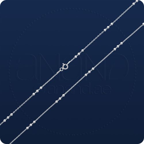 925 Silver Ball Link Neck Chains (Rhodium-0.80mm)