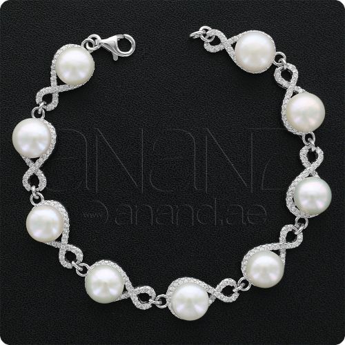925 Sterling Silver Bracelet (White Cubic Zircon Pearl)