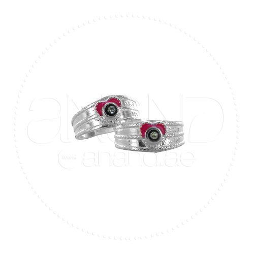 Silver Toe Rings  ( Heart Color )